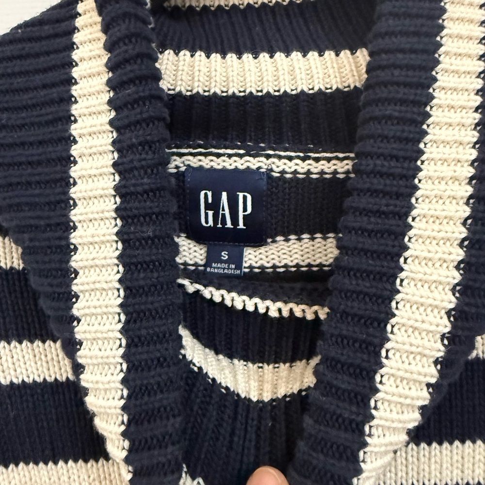 GAP Navy and Cream Striped Cowl Neck Sweater - Picture 3 of 3